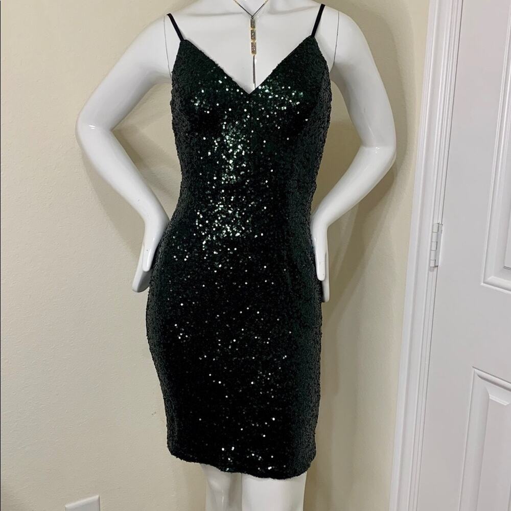 INA Green dress with Sequins Size L NWT